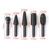 5-Piece Black Woodworking Spearhead Rotary File Electric Grinding Head Tool Set (Diy Grinding Tool Accessory Set)