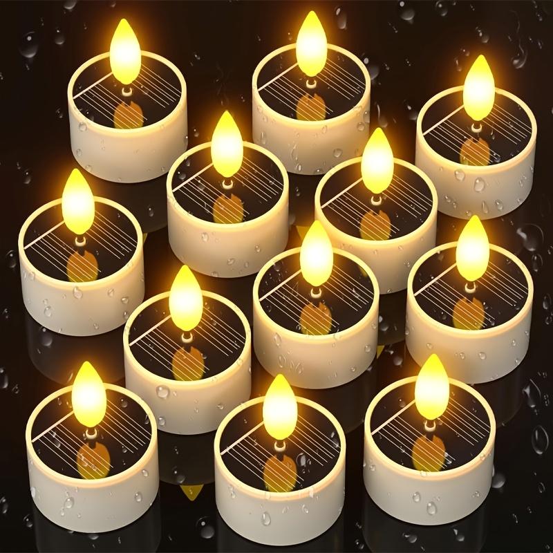 12 Solar-powered Tea Lamps Outdoor Flickering Flameless LED Candles Suitable for Lanterns Gardens Camping and Home Decoration