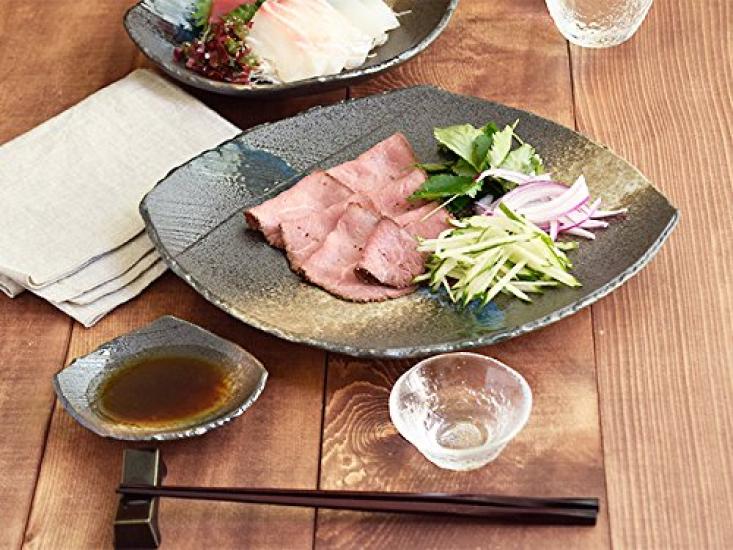 Tableware East Large Japanese Irregular Diamond Black Sea Platter, 29.8cm, Tableware, Shape,