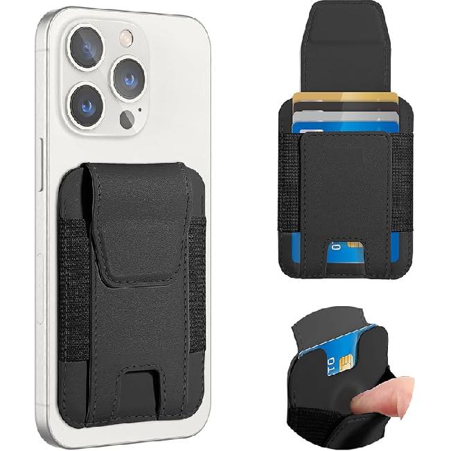 

Miroddi для кошелька MagSafe с клапаном для конфиденциальности, скрытым отделением, магнитный держатель для карт для серии iPhone 16/15/14/13/12, кожаный магнитный чёрный