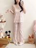 2023 Summer Women's Retro Floral Spaghetti Strap Long Pants Pajamas