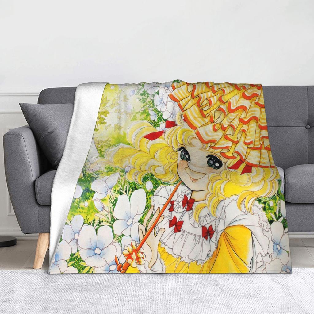 Anime Candy Candy Blankets Fleece All Season Kawaii Cute Girl Flowery Multi-function Thin Throw Blanket for Bed Office Quilt