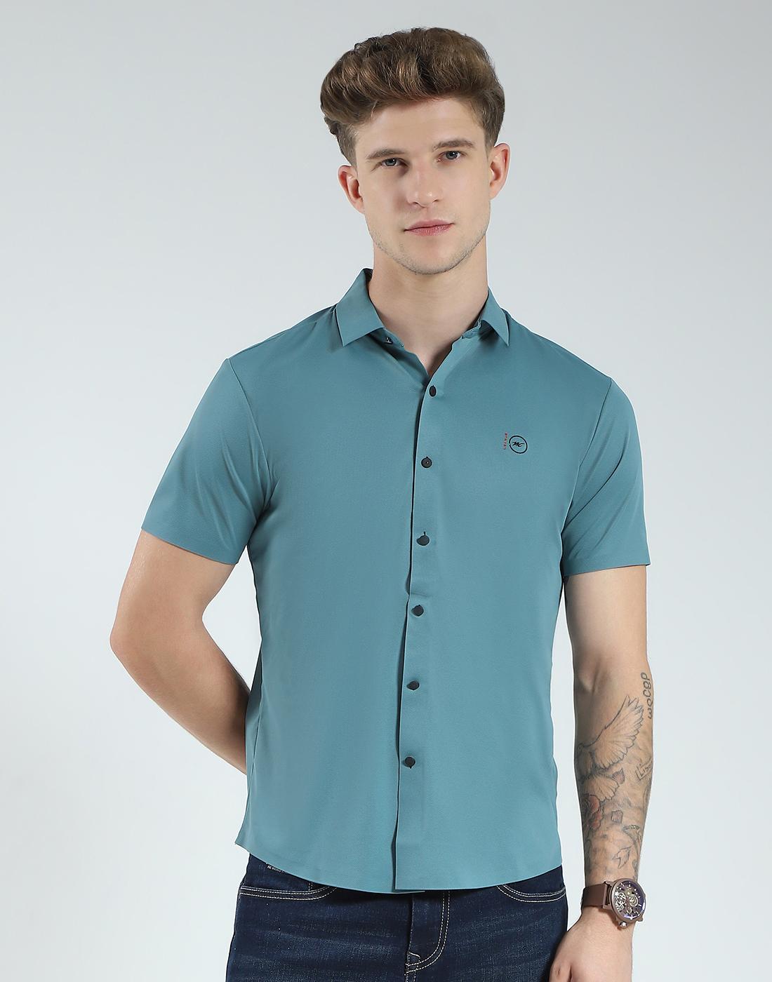 Monte Carlo Men s Solid Collar Neck Shirt XXL зелёный