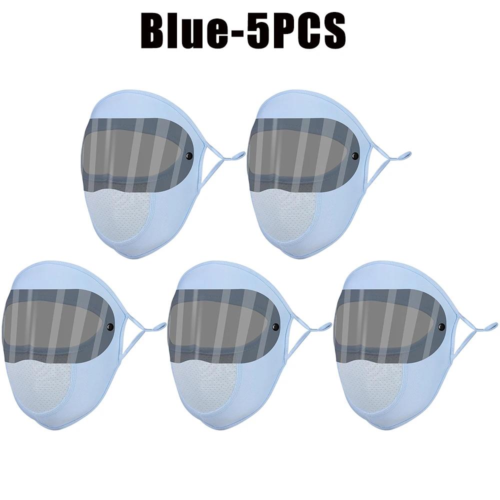 UV Protection Black White Double Lenses Full Face Sunscreen Mask Cool Breathable Thin Ice Silk Mask Outdoor Riding Goggles Mask