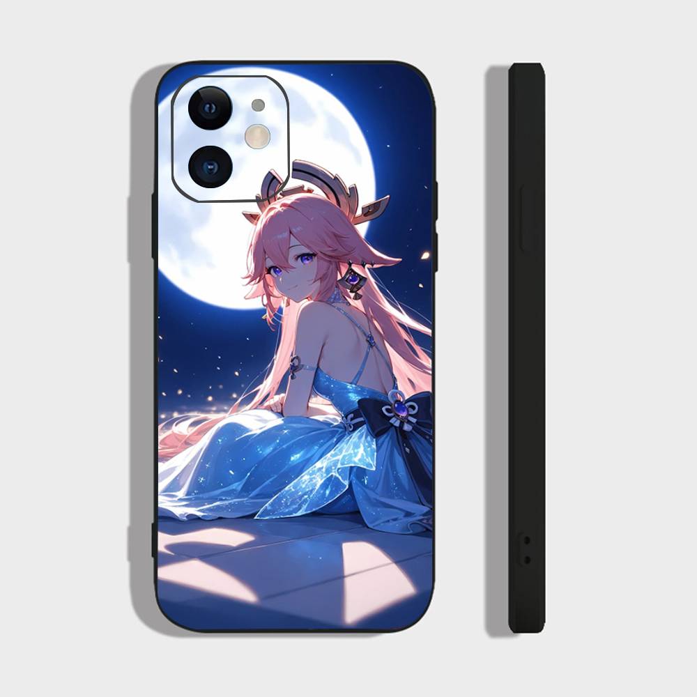 Yae Miko Animation Spiel G-Genshin I-Impact Handyhülle Für IPhone 17 Air 16 15 14 13 Pro Max 11 12 Schwarze Silikonhülle