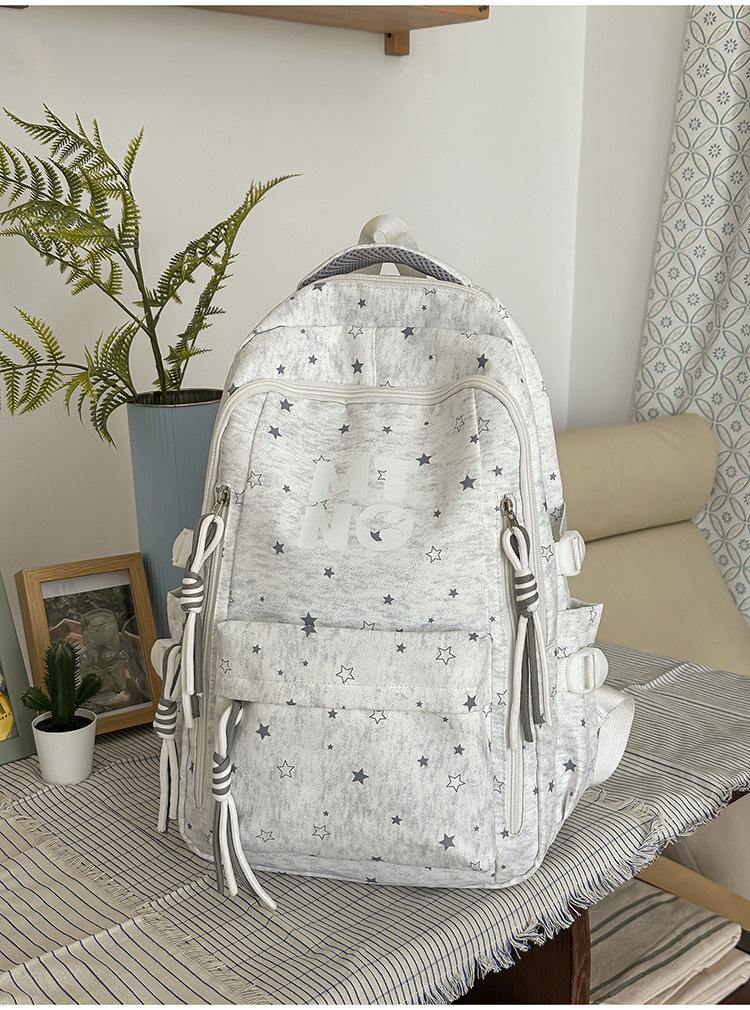 Schoolbag Student Schoolbag Junior High School Girl Large Capacity Cute Star Backpack Ins Wind Students High School Casual Backpack