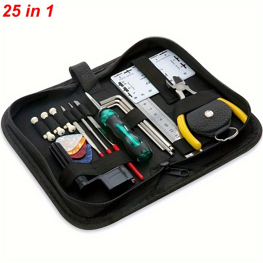 25/30 in 1 Guitar Tool Kit Set Multi-functional Guitar Repair Toolbox Guitar Parts Replacement Toolbox Picks String Fixed Buckle