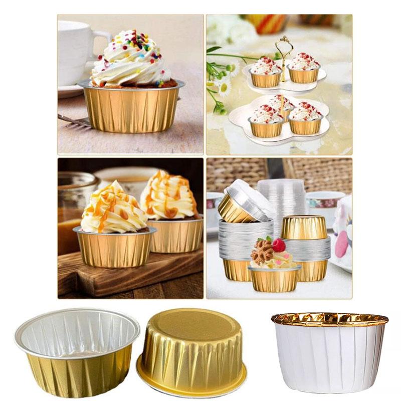 Disposable Aluminum Foil Tart Pans with Lids Mini Pie and Cupcake Baking Molds for Oven Freezer Takeout Kitchen Supplies