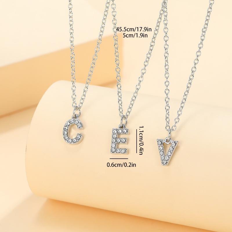 Fashion Shining A-Z Letter Pendant Charm Necklace 26 Initial Alphabet Name Clavicle Chain Party Valentine'S Day Jewelry Gift