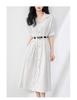 Women's Summer Striped Shirt Dress - High-End, Single-Breasted with Waist-Defining Fit