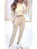 2024 Autumn/Winter Women's Slim Fit High Neck Long Sleeve Casual Set for Europe and America