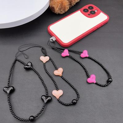 Dolce e fresca catena per telefono a forma di farfalla e fiore, con corda appesa con perline, stile bambina.