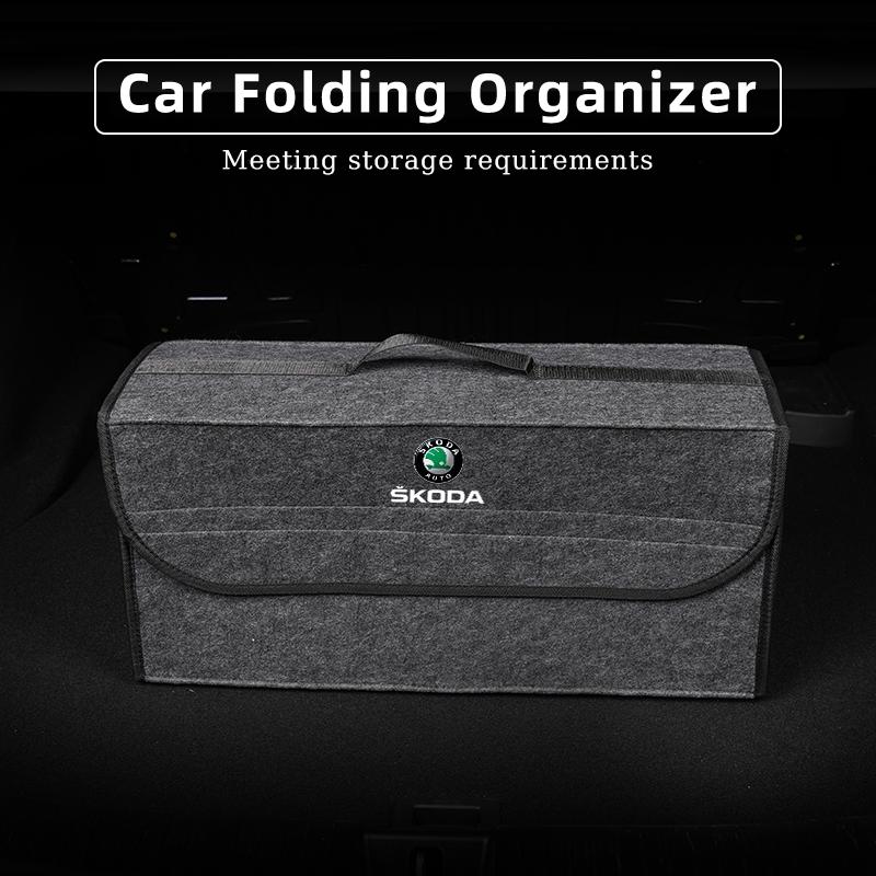 AAABP1 Car Trunk Storage Bag Felt Stowing Box Tools Organizer Accessories For Skoda Octavia Superb Rapid Kodiaq Karoq Fabia Kamiq