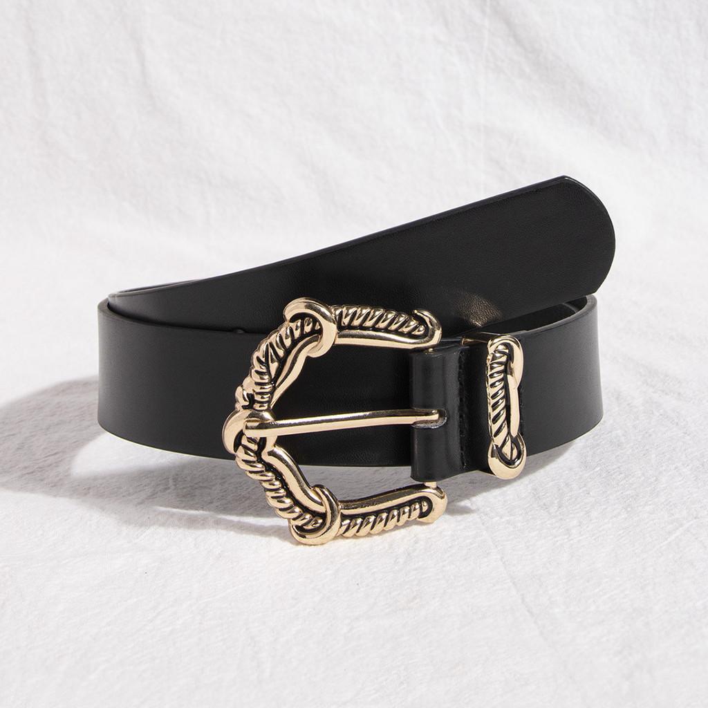 Womens Chic Faux Leather Belt With Alloy Buckle For Elegant Office Fashion