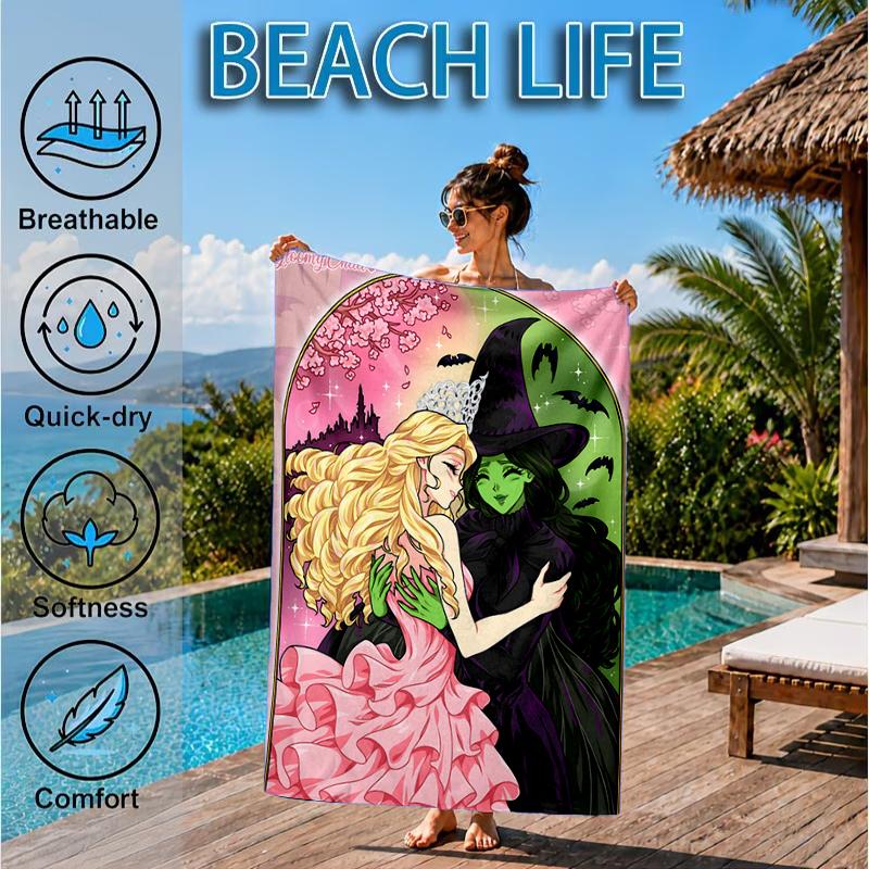 Magic witch And Friendship Beach Towel, Microfiber Beach Towel, Perfect For Pool, Beach, Travel, Home Decor Beach Party Fan gifts