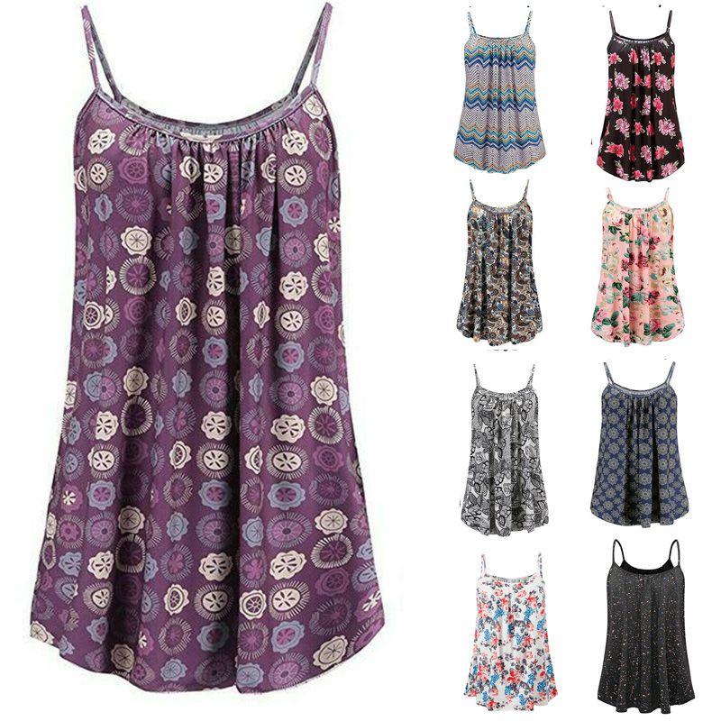 Elegant Women's Summer Strappy Tops Cami Dress In Floral Print For Beach Outings