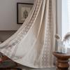 Cotton Linen American Geometry Home Window Curtain Embroidered Edge Blackout Drapes Curtains Living Room Bedroom Kitchen Window