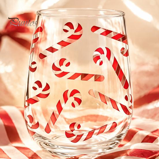 Decorative Party Drinkware Christmas Cocktails Glass, Santa Snowman Reindeer Tree Design Tumbler, 300ml Lead-free Wine Glasses Holiday for Cocktail