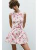 2025 Spring Women's Slimming French Floral Print Poplin Jumpsuit Dress