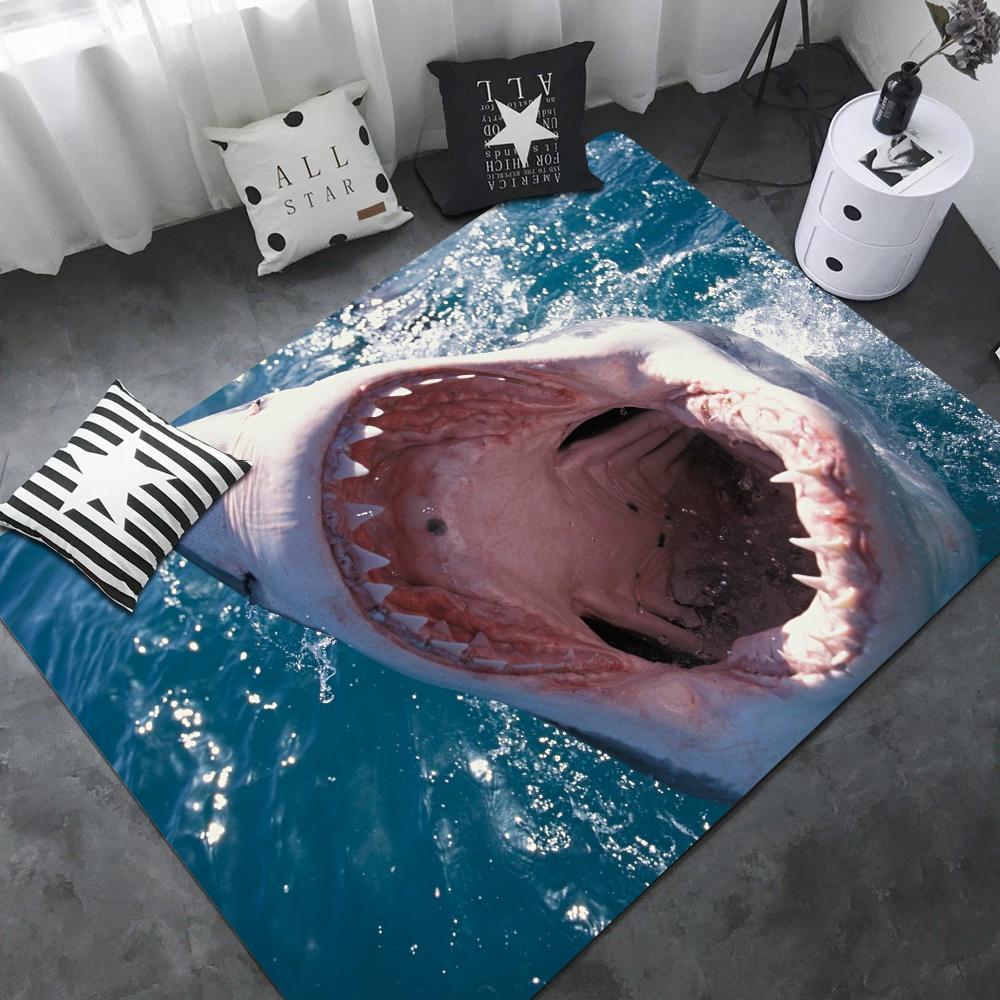 Funny Shark Floor Mat Non-Slip Laundry Room Mat Laundry Decor Balcony Child Living Room Bedside Mats