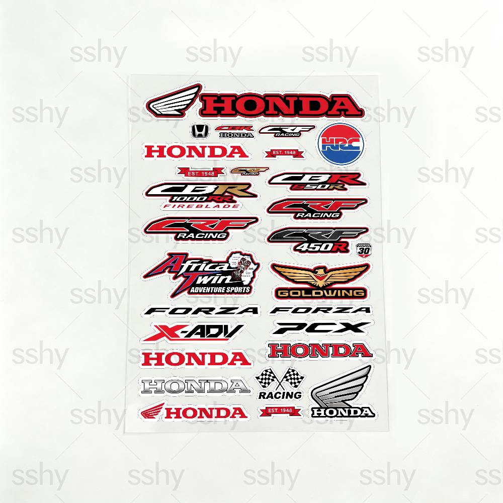 AAAKC1 For Honda Reflective Motorcycle Stickers Waterproof Vinyl Decals for Motorbike Helmet Fuel Tank Bike 20x30cm