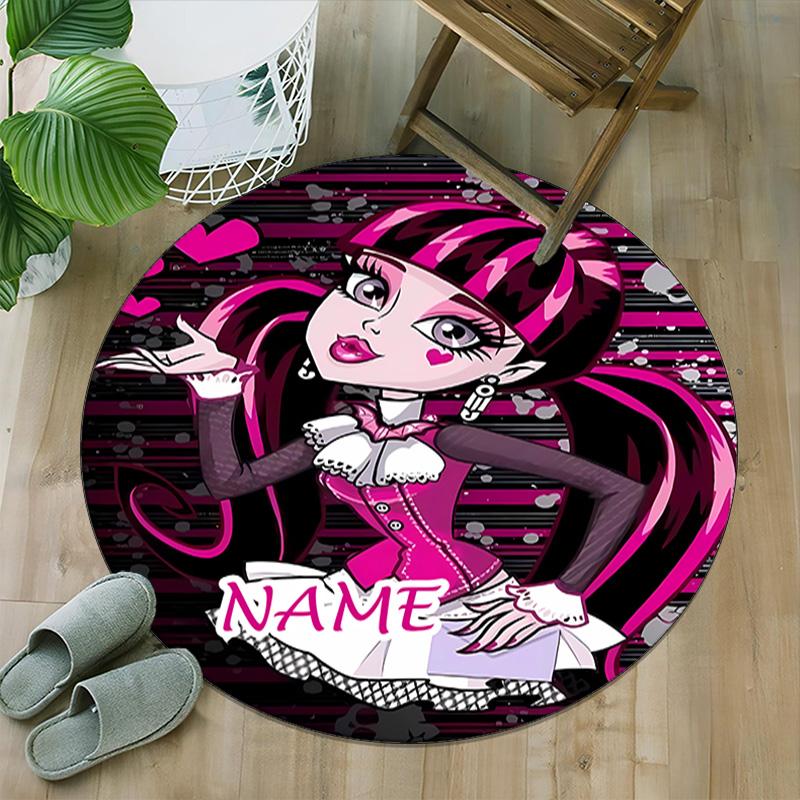 Customizable Monster High Draculaura1 Round Non-Slip Carpet - Ideal for Garden, Picnic, Office, Perfect for Decoration, Suitable For All Seasons