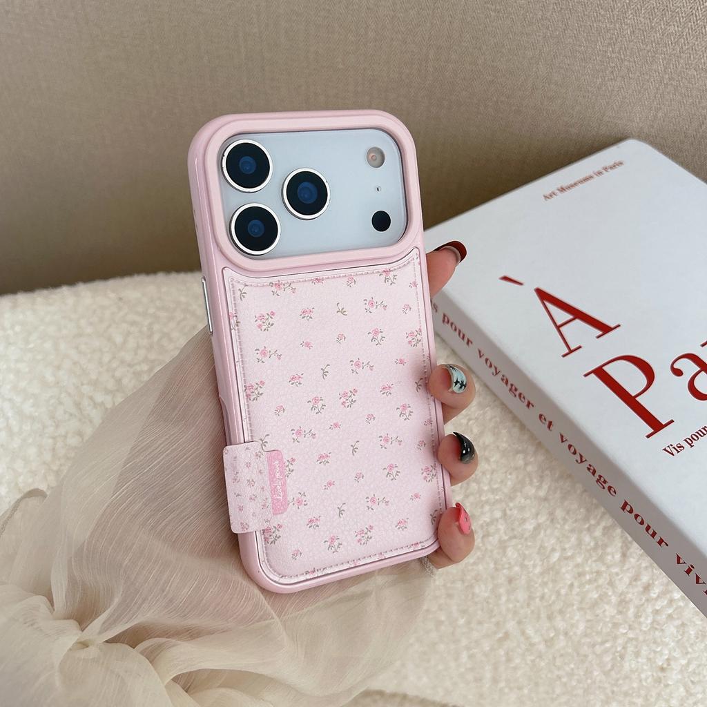 Gentle Romantic Flowers Series Solid Color Leather Shockproof Protective Phone Cover Case for iPhone 17 16 15 14 Pro Max
