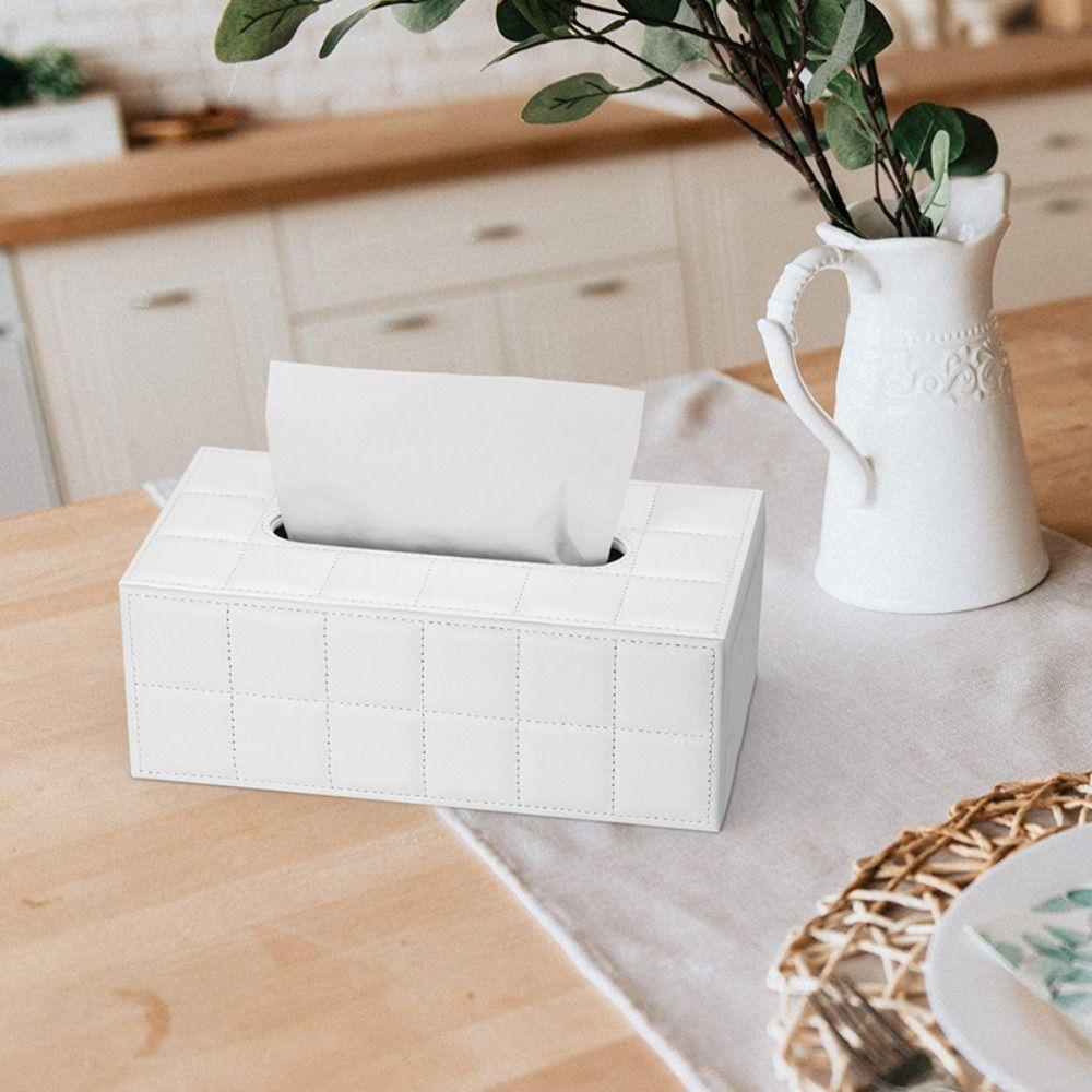 Leather Tissue Storage Box Multi-functional Napkin Dispenser Modern Napkin Holder  Office
