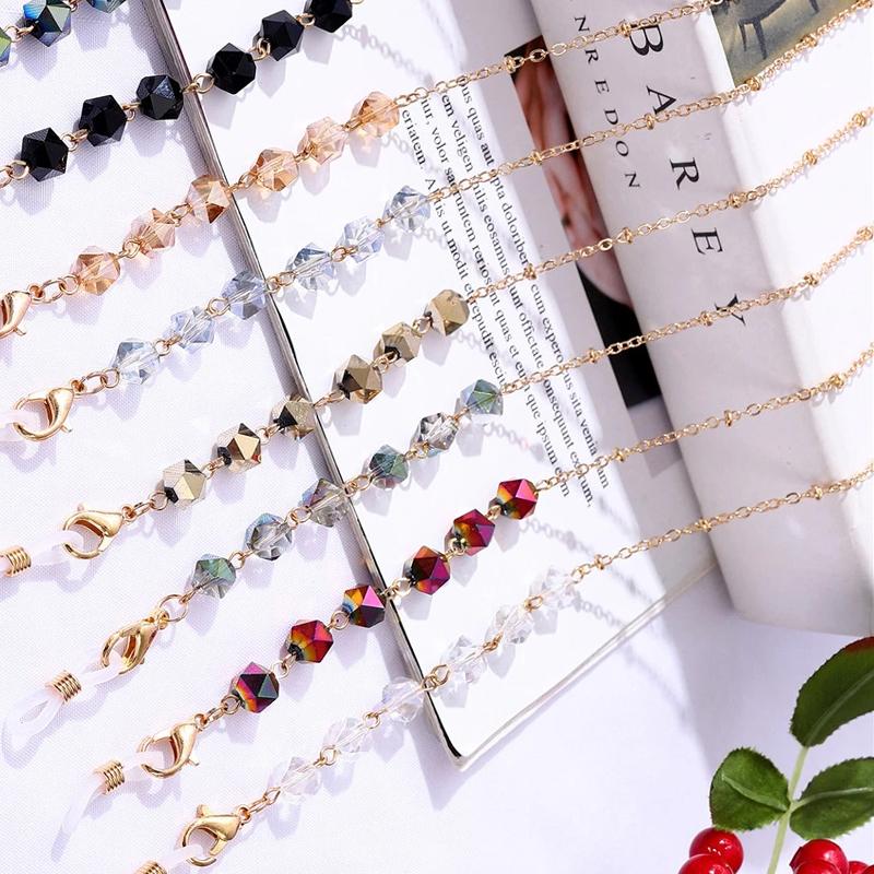 Bohemian Crystal Beaded Glasses Chains Lanyard Face Mask Chain Holder Eyeglass Rope Sunglasses Cord Neck Strap Gift for Women