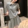 Women's Playful Petite Two-Piece Sportswear Set - Summer Short Sleeve & Shorts, Street Style.