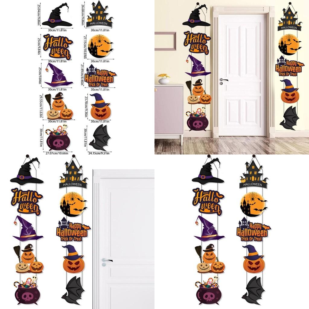 Halloween Festive Door Decoration With Bat Pumpkin Door Hanging Scene For