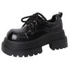British Style Platform Loafers Women's 2025 Spring New Small Leather Shoes Lace-up Thick Heel Small Height Increase Single Shoe Trend