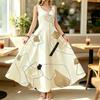 Women's Sleeveless Maxi Dress Lightweight Loose Fit with Geometric Design,Versatile for Beach Vacation & Daily Summer Casual Wear