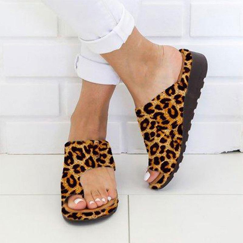 Summer Women's Flat Toe Casual Sandals and Slippers Women's Beach Sandals Leopard Print 35-43 Large Size