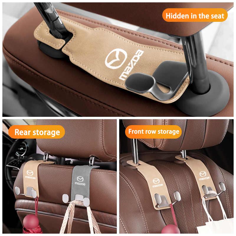 Suede Double Hook Rear Seat Backrest Hook Car Interior Organizer Accessories For Mazda 3 6 CX5 2 CX3 CX9 MX5 RX8 Axela FF20