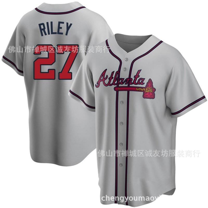 Mens Atlanta Braves 27 Riley Fan Baseball Jersey Unisex Sport Shirt Lightweight Performance Top