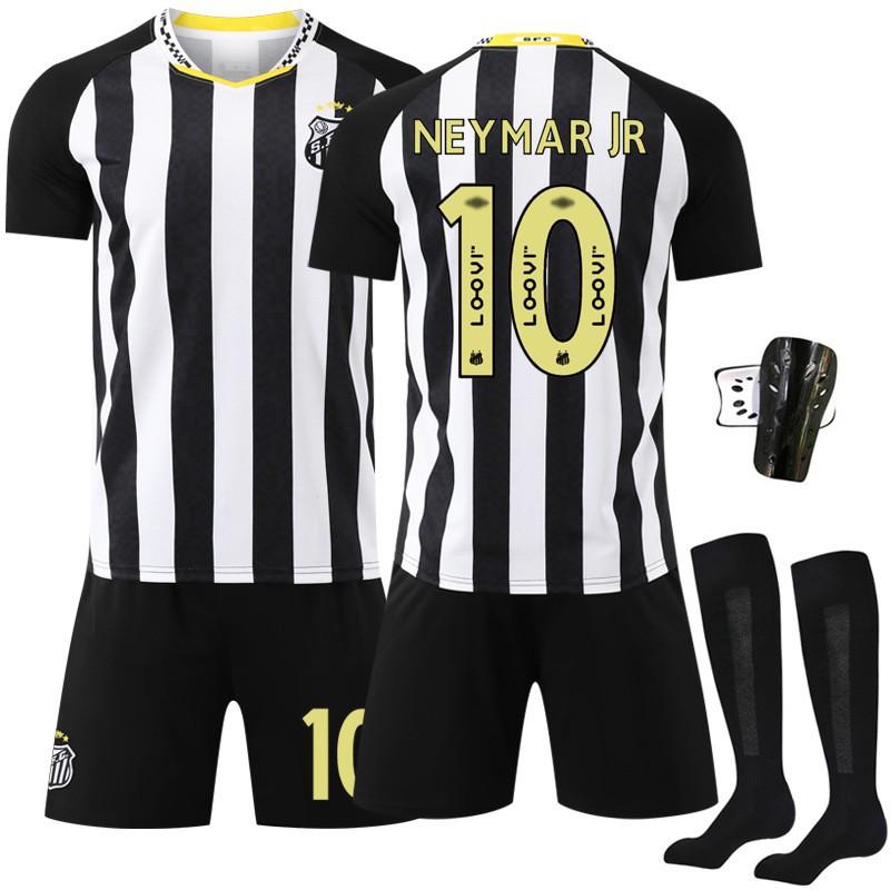 2526 Jersey Schwarz Gestreift Neues Fußballtrikot Set Edition Club Santos Auswärts Nr. 10 Neymar