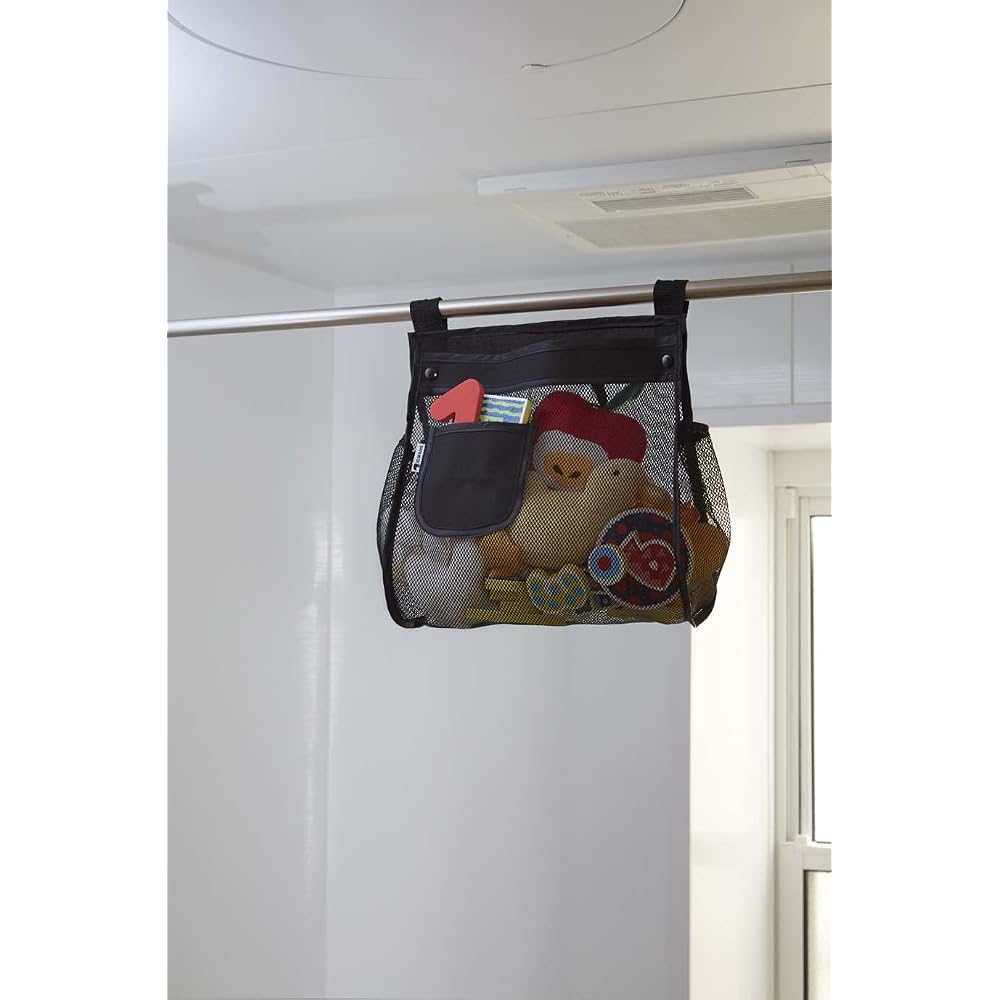 Yamazaki Industries Storage Bag, Bath Toy Bag, Square, Black 3368