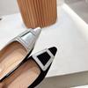 Fashion Women's Shoes Flats 2025 Spring Autumn New Fashion Pointed Shallow Cut Shoes Rhinestone Buckle Comfortable Low Heel Shoes Ladies