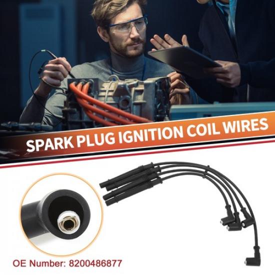 4 Pcs Spark Plug Wire Ignition Coil Cable No8200486877 for Renault Twingo
