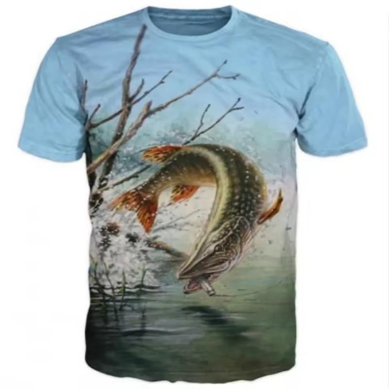 Summer Harajuku Carp Fish Print Men Women T Shirts Casual Breathable Round Neck Short Sleeve Sports Oversized T-shirts Men Tops
