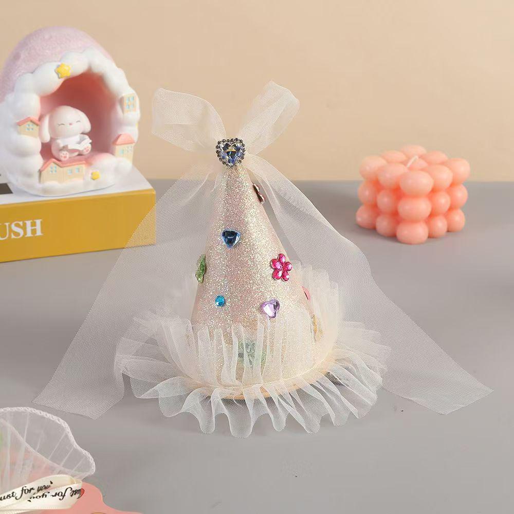 

Sweetheart Princess Birthday Hair Clip: Mesh Headdress with Pearl & Rhinestone Crown