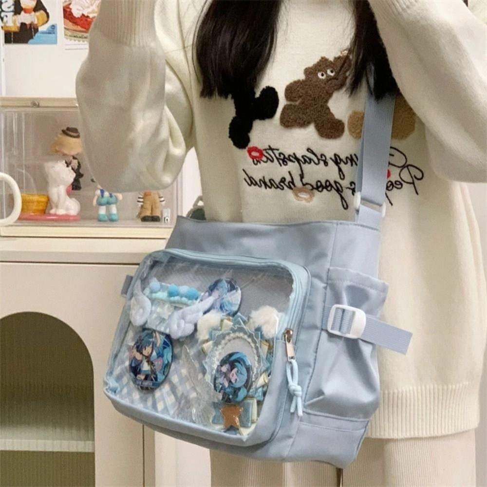 Japanese Style JK Shoulder Bag Large Capacity Canvas Tote Bag Lovely Transparent Itabag Student