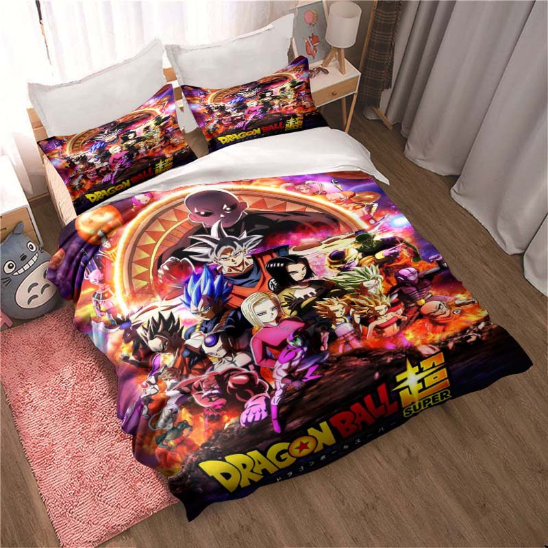 This Dragon Ball Cartoon-themed Duvet and Pillowcase Bedding Set Is Suitable for Single, Double, King, and Queen Beds. 135X200cm