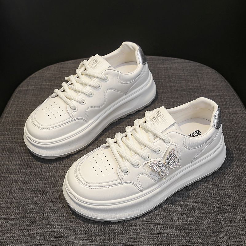 

Little white shoes women s 2025 new popular autumn breathable thin thick sole lightweight with skirt sports and leisure board shoes 40 серебряный