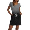 Women's Summer V-neck T-shirt Casual Short Sleeve Drawstring With Pocket Gradient Casual Dresses