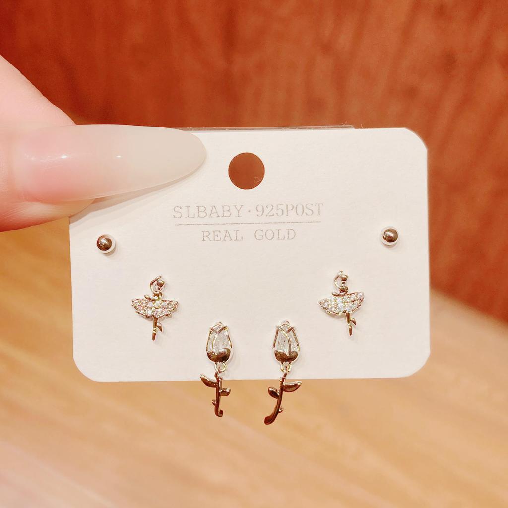 Environmentally Friendly Nickel-Free Gold Plated Women's Stud Earrings - High-End, Simple, Versatile Design