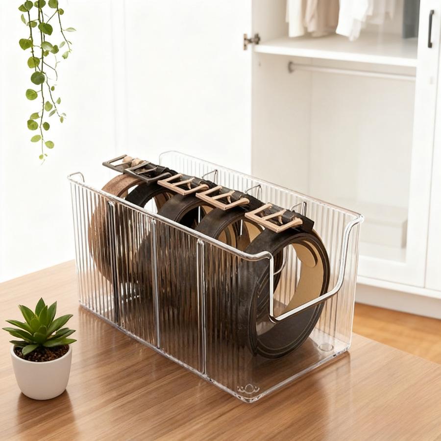

Acrylic Transparent Tie, Pants & Belt Organizer for Wardrobe Drawer
