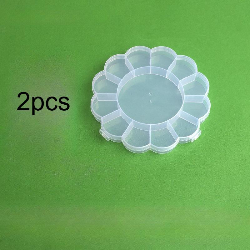 

2pcs Plastic Compartment Storage Box - Sunflower Shape Storage Box with Lid for Jewelry, Hair Accessory Storage - Storage Boxes