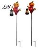 Outdoor Pumpkin Decorations Halloween Solar Garden Stake Light Metal Decorative Stakes IP65 Weather Resistant Lights Waterproof LED Landscape